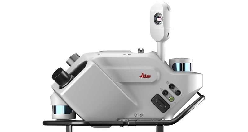 Leica Pegasus TRK Evo mobile mapping system with dual side sensors and an elevated camera, engineered for high-density point cloud capture and fast scanning speeds in engineering and surveying.